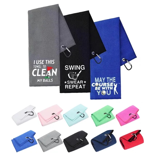 3 Holes Customized Tri fold Golf Towel